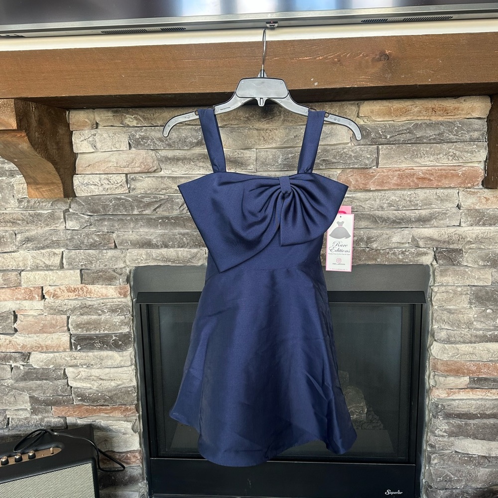 NWT Rare Editions Navy Blue Formal Kids Dress